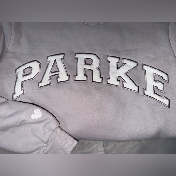 💜RARE💜 PARKE 2026 Valentines Varsity Mockneck Lavender+White size small medium - Picture 6 of 11